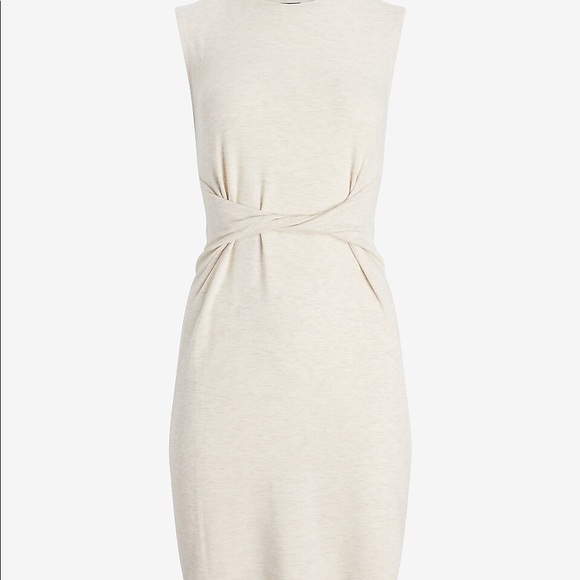 068 Express Soft Twist Front Sleeveless T-Shirt Dress Gray Cream Size XL - Picture 11 of 11